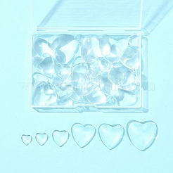 48 Stück 6 Stile transparente Herz-Glas-Cabochons&nbsp;GGLA-FS0001-07
