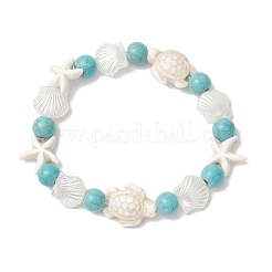 Synthetische Türkis Perlen Stretch-Armbänder&nbsp;BJEW-JB11861