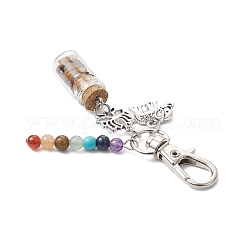 Bouteille de souhait en verre avec des éclats de pierres précieuses naturelles et synthétiques chakra à l'intérieur de décorations suspendues&nbsp;HJEW-JM03044