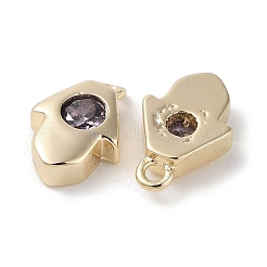 Breloques en laiton avec zircone cubique de micro pave&nbsp;KK-G491-27G-02