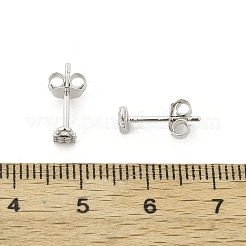 Orecchini a bottone in argento sterling con micro pavé di zirconi cubici trasparenti da donna&nbsp;EJEW-K307-03A-P