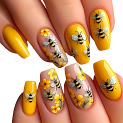Faux ongles à pression en plastique à motif abeilles&nbsp;MRMJ-CP0001-73