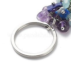 Chakra-Thema natürlicher Edelstein-Chip-Perlen-Schlüsselanhänger&nbsp;KEYC-JKC00416-02
