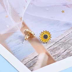 Halskette und Ohrstecker mit Sonnenblumen-Anhänger aus Emaille&nbsp;JX217A