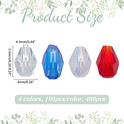 400pcs 4 Farben transparente Glasperlen&nbsp;EGLA-ME0001-05