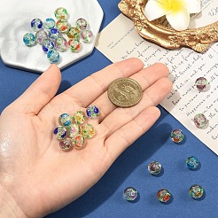 30 Stück handgefertigte Bunte Malerei-Perlen aus Folie in 6 Farben.&nbsp;FOIL-YW0001-04