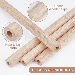Tubo di legno di gomma&nbsp;WOOD-WH0051-03A
