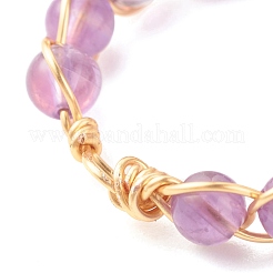Natur- und Synthetik-Mischsteinperlen-Fingerring&nbsp;RJEW-JR00439