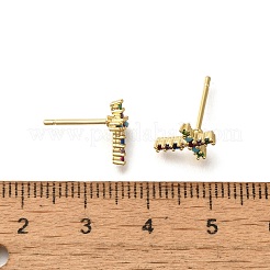 Ohrstecker aus Messing mit Kreuz und Mikropflaster und Zirkonia&nbsp;EJEW-H143-19G