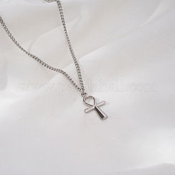 Religione 304 acciaio inossidabile antico egizio ankh croce ciondolo collane con catena intrecciata&nbsp;SP7905-2