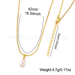 Halskette mit tropfenförmigem Anhänger aus Kunstperlen und Messing-Kastenkette für Damen&nbsp;XX0589