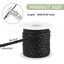 Cordon plat tressé en cuir PU à 10 brins de 3 m&nbsp;WL-AR0001-03