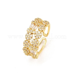 Bagues de manchette en laiton micro pavé de zircone cubique pour femmes&nbsp;RJEW-Z113-50G