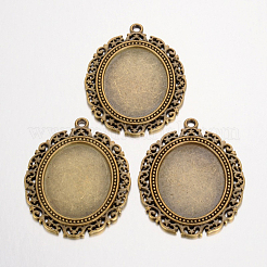 Tibetischer Stil Legierung oval großen Anhänger Fassungen&nbsp;TIBEP-553-AB-LF