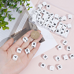 52 Stück 26 Arten Würfel Buchstaben Silikonperlen&nbsp;SIL-PA0001-26