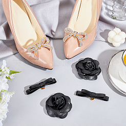 6 pièce 3 styles de breloques pour chaussures en cuir PU et alliage strass&nbsp;AJEW-PH01658