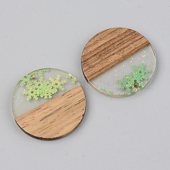 Pendentifs en résine transparente et bois de noyer&nbsp;RESI-S389-025A-D01