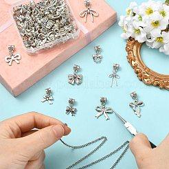 60 Stück 10 Stil Legierung Bowknot europäischen baumeln Charms&nbsp;PALLOY-CJ00189