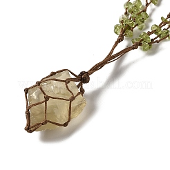 Collane con ciondolo con perline intrecciate di quarzo limone naturale&nbsp;NJEW-K258-05A