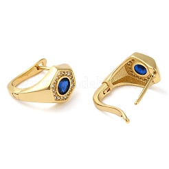 Orecchini a cerchio esagonali in vero ottone placcato oro 18k con zirconi cubici&nbsp;KK-Z033-30B