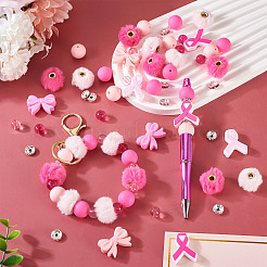 48 Stück DIY-Schmuck-Fingerungssets zum Thema Brustkrebsbewusstsein&nbsp;DIY-TA0013-60