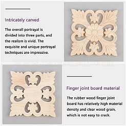 Artisanat d'applique onlay sculpté en bois massif naturel&nbsp;WOOD-WH0101-70