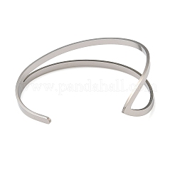 201 bracelets manchette ouverts en acier inoxydable pour femmes&nbsp;BJEW-M044-01P