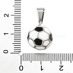 Pendentifs en émail et acier inoxydable 304 en forme de ballon de football&nbsp;STAS-M121-08P