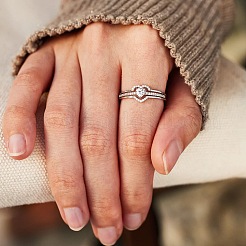 2 bague en argent sterling avec 925 micro pavés de zircons cubiques transparents pour femme&nbsp;FS-WG4005F-02