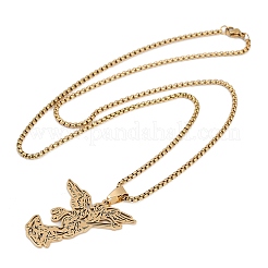 201 collane con ciondolo dell'arcangelo San Michele in acciaio inossidabile&nbsp;NJEW-K283-10G