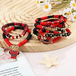 1 ensemble de bracelets extensibles en perles heishi en argile polymère faits à la main&nbsp;BJEW-SZ0002-67A-02
