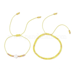 2 set di braccialetti di perline di vetro intrecciate e perline di vetro regolabili&nbsp;BJEW-MZ00287-03