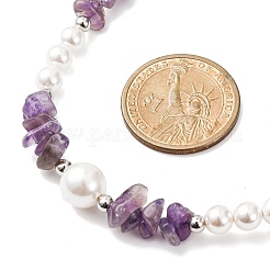 Set di bracciali e collane con perline di ametista naturale&nbsp;SJEW-JS01357-01
