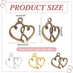 120 pièces 3 couleurs pendentifs en alliage de style tibétain&nbsp;TIBEP-PH0001-75