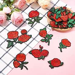22 pieza de parche para coser o planchar con bordado computarizado de poliéster con flor de rosa&nbsp;PATC-CJZ0001-01