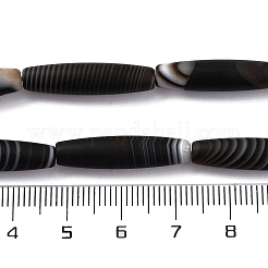 Natürliche schwarze gebänderte Achat/gestreifte Achatperlenstränge&nbsp;G-G177-B02-01