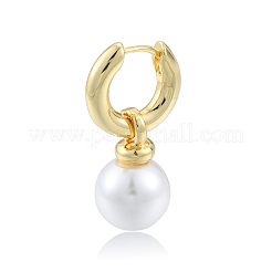 Orecchini a cerchio pendenti con perle in plastica abs&nbsp;X-EJEW-N011-106LG