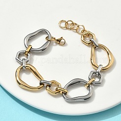 Armbänder aus unregelmäßigen ovalen Gliederketten aus Edelstahl 304 für Damen&nbsp;BJEW-D456-05GP-03