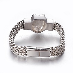 Bracciali a maglie in acciaio inossidabile 304&nbsp;BJEW-P255-02AS