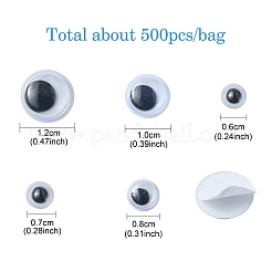 500 Stück 5-teilige Wackelaugen-Knöpfe aus Kunststoff in Schwarz und Weiß zum Selbermachen&nbsp;KY-YW0001-54