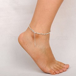 Silberfarbener Messing Strass Cup Kette Kette Knöchel&nbsp;AJEW-AN00026