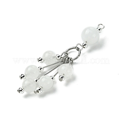 Gros pendentifs à pompon rond en jade blanc naturel&nbsp;PALLOY-JF03281-04