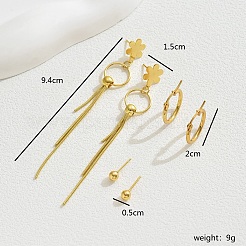 Edelstahl retro chinesischen stil floral quaste ohrring sets&nbsp;OC2286