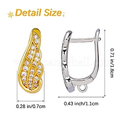 4 Paar Creolen-Ohrringe aus Messing mit Micropave-Kubikzirkonia in zwei Farben&nbsp;ZIRC-SZ0005-07