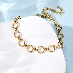 Fußkettchen mit Ringgliederkette aus Edelstahl 304&nbsp;AJEW-A057-02G