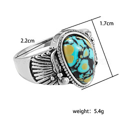 Bagues tendance en alliage et turquoise&nbsp;FS-WGDFDBB-01