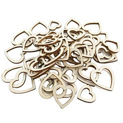 Tranches de disques en forme de coeur en bois non fini&nbsp;WOCR-PW0001-014A