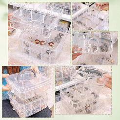 1 lot de 3 boîtes de rangement à 18 compartiments avec poignées en plastique transparent&nbsp;CON-DJ0001-26
