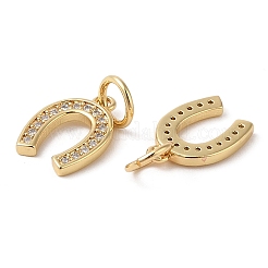 Placage de crémaillère en laiton micro pavé pendentifs en zircone cubique claire&nbsp;ZIRC-P118-01G