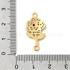 Ciondoli con connettore a forma di fiore in ottone micro pavé con zirconi cubici trasparenti e rossi&nbsp;KK-A296-08E-G